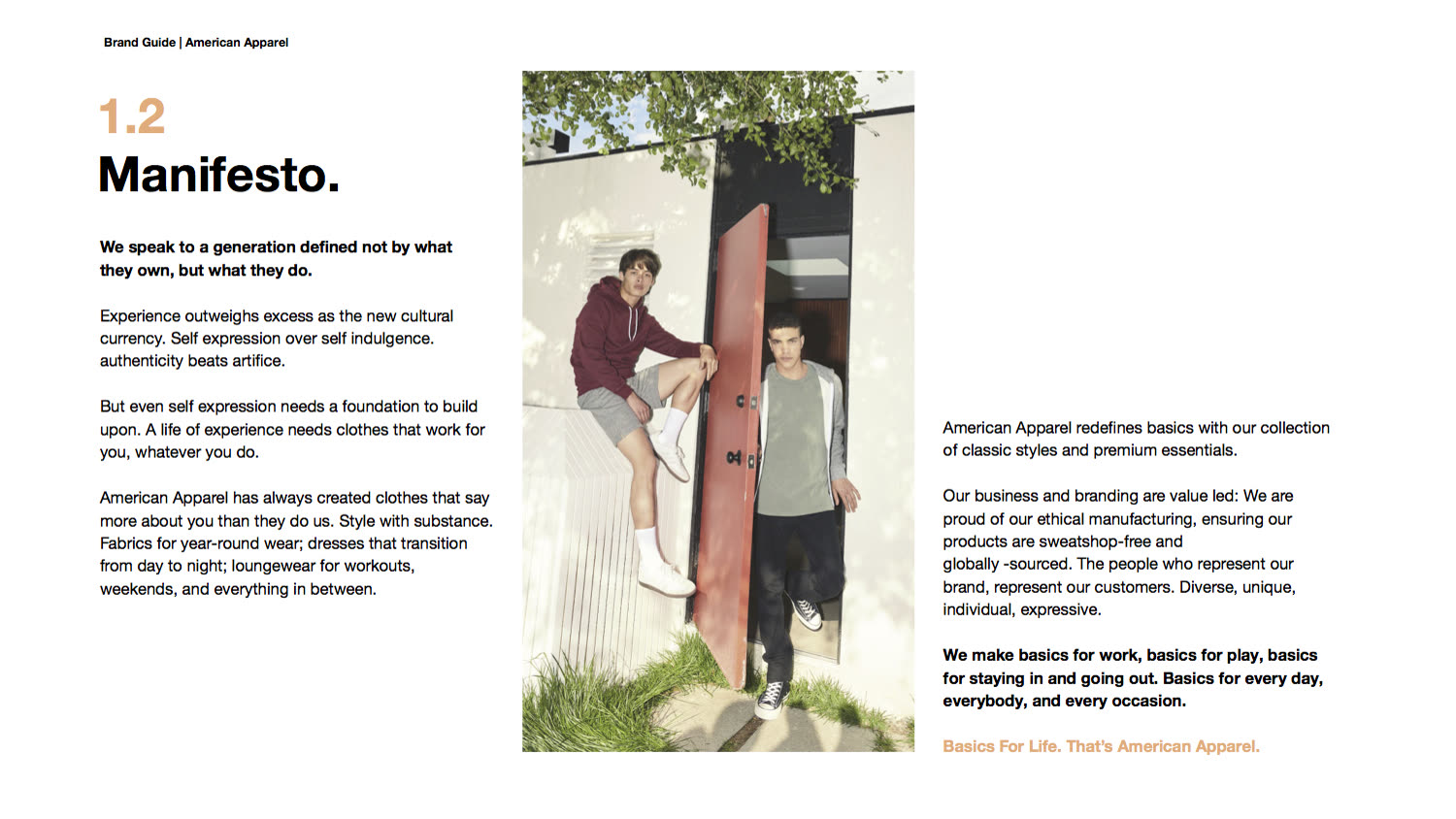 Brand manifesto page
