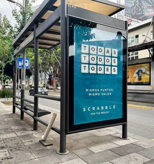 Scrabble bus shelter poster